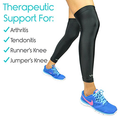 image for Vive Leg Sleeves (Pair) - Full Compression Knee Wraps, Thigh Calf Supp