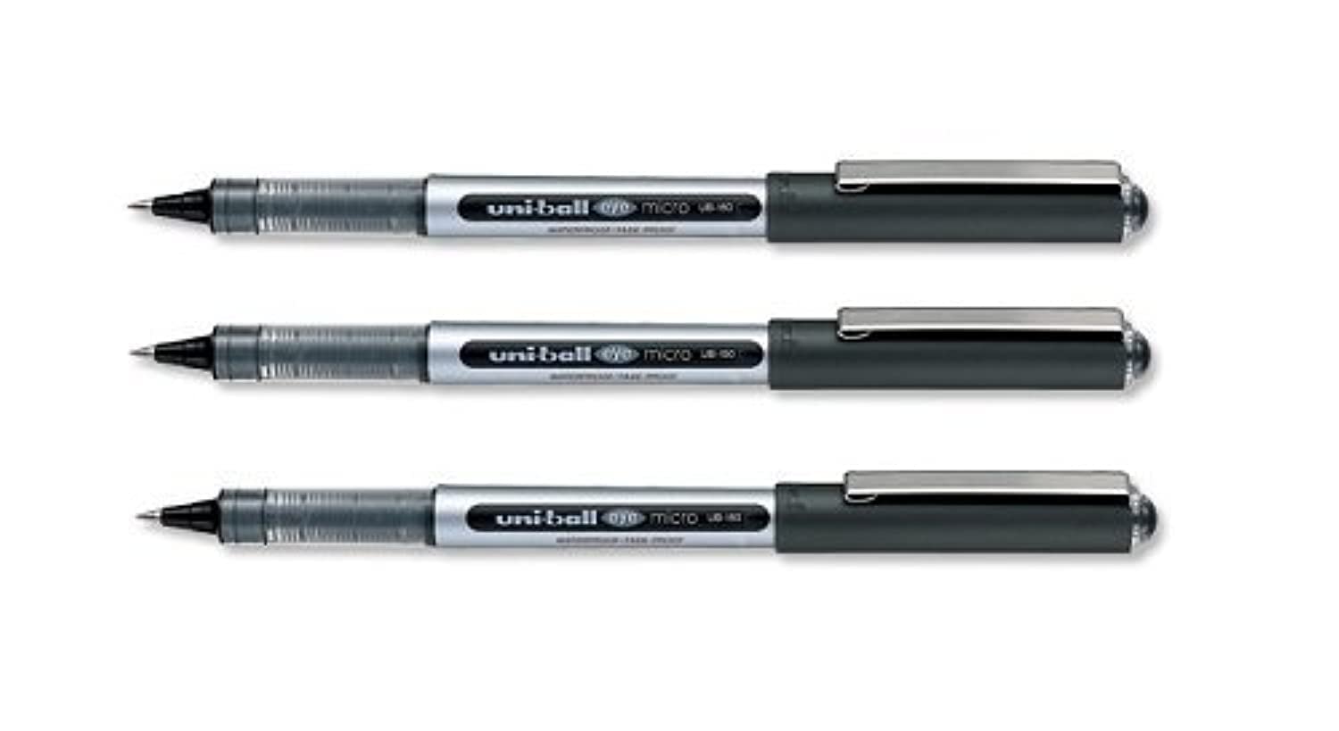 3 x Uni-ball Eye UB150 Rollerball Pens Micro 0.5mm Tip 0.3mm Line Black Ink