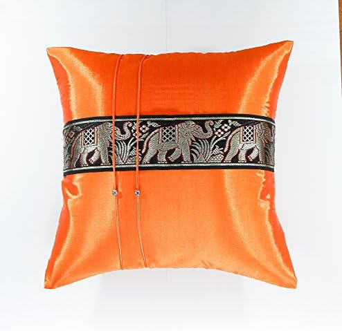Narphosit 2 Tone Color Elephant Stripe Throw Pillow Cover Decorative Sofa Couch Cushion Cover Zippered 16x16 Inch (40x40 Cm) (orange)