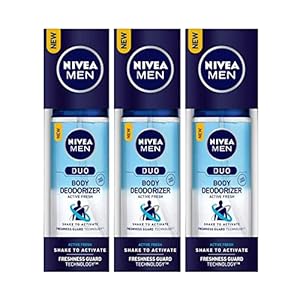 Nivea Men Duo Body Deodorizers, Active Fresh,100ml (Pack of 3)