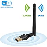 1200Mbps Wireless USB Wifi Adapter, FayTun USB Wifi Adapter,AC1200 Dual Band 2.4GHz/300Mbps+5GHz/867Mbps,802.11 ac/a/b/g/n High Gain Antenna Network Lan Card Support Windows XP/7/8/10,MAC,OSX/Linux