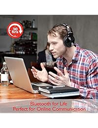 OneOdio   Auriculares Bluetooth con micrófono integrado (30 horas, inalámbricos cableados, con micrófono, auriculares plegables con graves profundos, controladores de neodimio de 1.969 in para PC teléfono guitarra piano) Negro