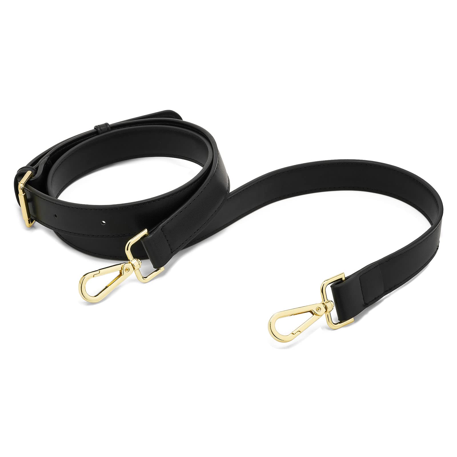 ZOUIQSS Microfiber Leather Bag Straps,Adjustable Bag Strap Replacement,Shoulder Straps For Women Wallet Purse Handbags,Spare Crossbody Bag Strap Extender With Swivel Hooks(Gold-Black 2.5cm) — image 1