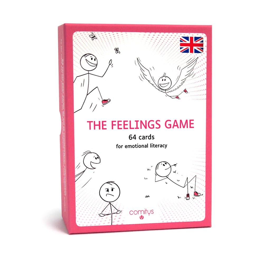 Emotion Cards for Kids – The Feelings Game by Comitys | 64 Flashcards to Name & Understand Emotions | Social-Emotional Learning & Communication Skills | Age 4+ | English