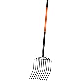 VNIMTI Pitch Fork Heavy Duty, 10-Tine Pitchfork with Fiberglass Handle, 58 Inch Garden Pitch Fork for Hay, Mulch, Compost, Farm and Gardening