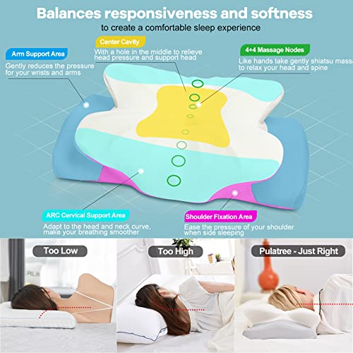 Pulatree Cervical Pillow for Neck Pain Relief, Odorless Contour Memory