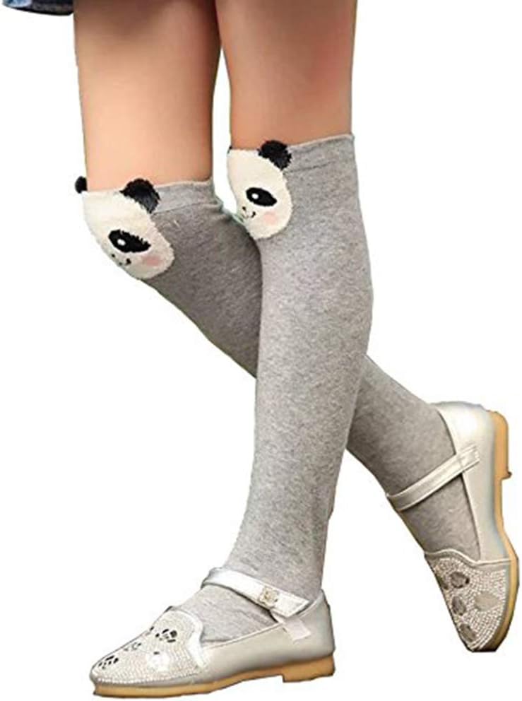 Girls Knee High Socks Kids Cotton Catroon Animal Over Calf Stockings Tube Socks