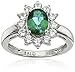 Amazon Essentials Sterling Silver Created Emerald and Created White Sapphire Ring, Size 7, (previously Amazon Collection)