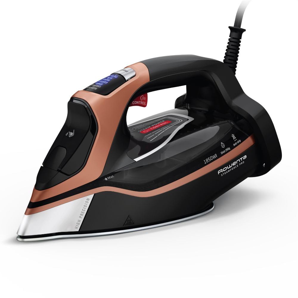 Rowenta Steam Force Pro Stainless Steel Soleplate Steam Iron for Clothes 400 Microsteam Holes & X-Cel Handheld Steamer for Clothes Medium 25-Second Fast Heat-Up