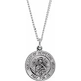 Sonia Jewels Solid 925 Sterling Silver 15mm Round Our Lady of Perpetual Help Charm Pendant Chain Necklace 18"