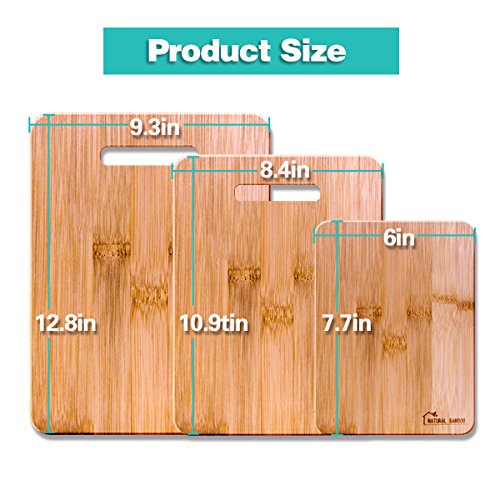 Bamboo Cutting Board Set, ANKO 100% Original Bamboo 3-Piece Cutting & Serving Board Set, used for cut Food Prep, Meat, Vegetables, Bread, Crackers & Cheese. (3 PACK) - Thumbnail 6