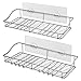Shower Caddy Adhesive Shower Shelf Large Wall Mounted Organizer with Hooks, No Drilling Strong Long Bathroom Shelves Rack Rustproof 304 Stainless Steel Shower Caddies Storage (13.5Inches, Set of 2)