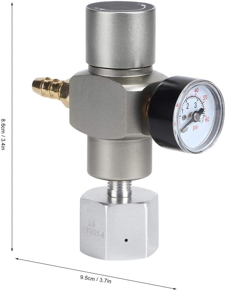 TOPINCN CO2 Gas Regulator, 2 in 1 Mini Soda Pressure Gauge Beer Kegerator Regulator CO2 Dispenser with 3/8" to TR21.4 Thread Adapter - Image 4