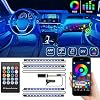 DAYFULI Interior Car Lights, Car Interior LED Strip Lights with Remote and APP Controller, 2 in 1 Line Design 4 PCS 48…