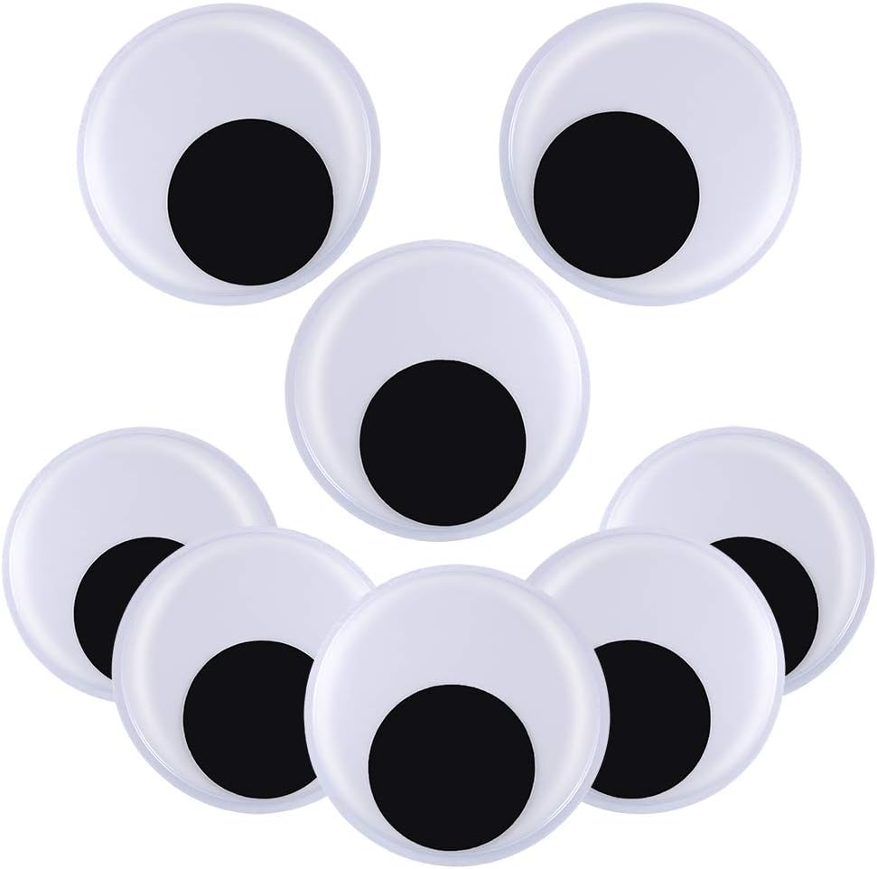 Sntieecr 8 Pack 3.1 Inch (8 cm) Giant Jumbo Wiggle Eyes with Self