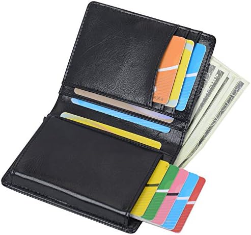 Genuine Leather Wallets Mens Credit Card Holder RFID Blocking | Minimalist Mens Card Wallet and Contactless Credit Card Protector | Credit Card Holder |Automatic Pop-up Card Case for Man (Black)