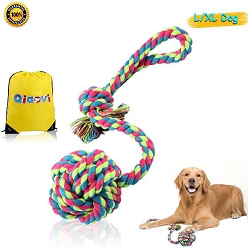 Qiaovi XL Dog Rope Toy for Aggressive Chewer,100% Cotton Interactive Puppy Training Toy for Large Breeds and Big Puppies, Durable & Strong for Tug-of-War and Fetch, Power Chew Toy for Canine Teeth