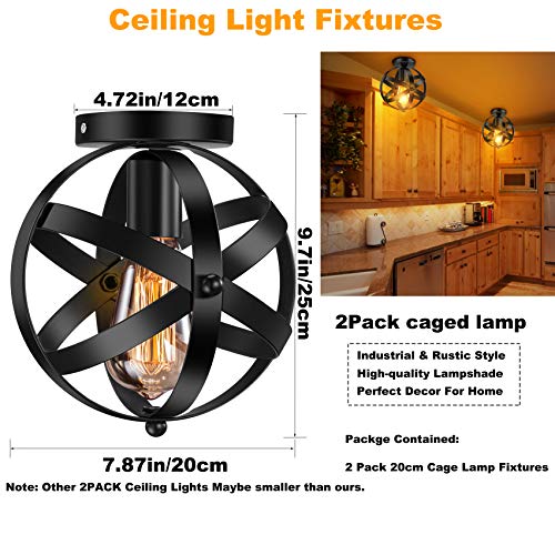Industrial Ceiling Light Fixtures, Black Flush Mount Ceiling Light