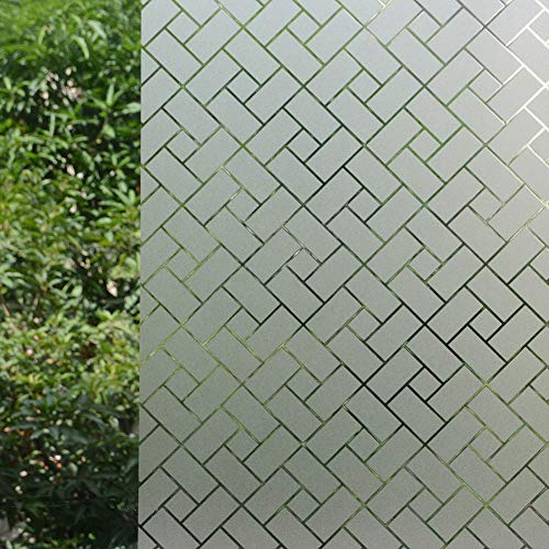 VSUDO Decorative Privacy Window Film, No Glue Decor Static Cling Glass Sticker, Anti-UV Window Tint for Living Bath Room/Kitchen/Front Door or Office (1Roll, 35.4