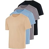 Real Essentials 4 Pack: Men's Cotton Performance Short Sleeve Crew Neck Pocket T-Shirt Athletic Top (Available in Big & Tall)
