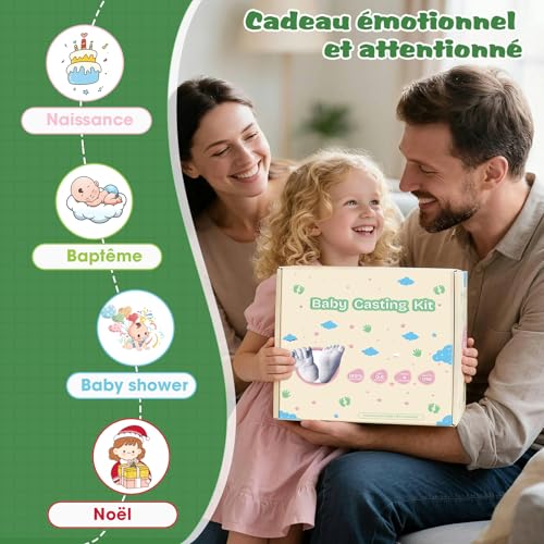 TOGOU2S Hand Print Baby Foot 0-9 Months 3D Moulding Kit for 4 Casts with Paints, Safe and Non-Toxic Personalized Souvenirs Gift Newborn Boy Girl Gift Young Parents