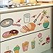 BIBITIME Cartoon Kitchen Decal for Wall Fridge Sticker Flower Carrot Water Jam Bread Food Vinyl Decor for Cooking Bench Lockers Refrigerator
