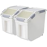 LISM 2 Pack Dog Food Storage Container with Scoop,Large Airtight Pet Dog Food Bin,Container for Dog Treats Rice,Dog Cat Dry Food Bin,Baking Supplies,Flour,Rice,Kitchen Pantry Cereal(25 LB)
