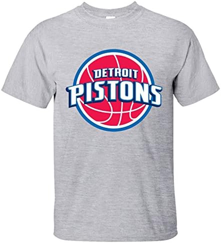 XIXU Detroit Pistons Basketball Logo Men Custom T Shirt grey S