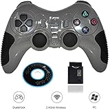 Wireless Controller Game Pad Joystick Gamepad Dual Vibration Double Controllers Turbo Clear and Auto Function with free CD for PS1 PS2 PS3 Consoles PC WIN98 ME 2000 XP VISTA WIN7 Computer Games (Gray)