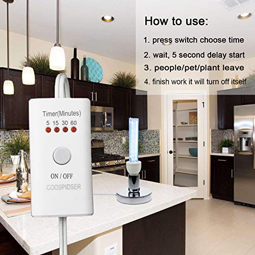 UV Germicidal Lamp UV-C Light Timer/UVC Bulb with Base / E26 25w 110v Covers up to 400sq ft. UVC Ozone Free