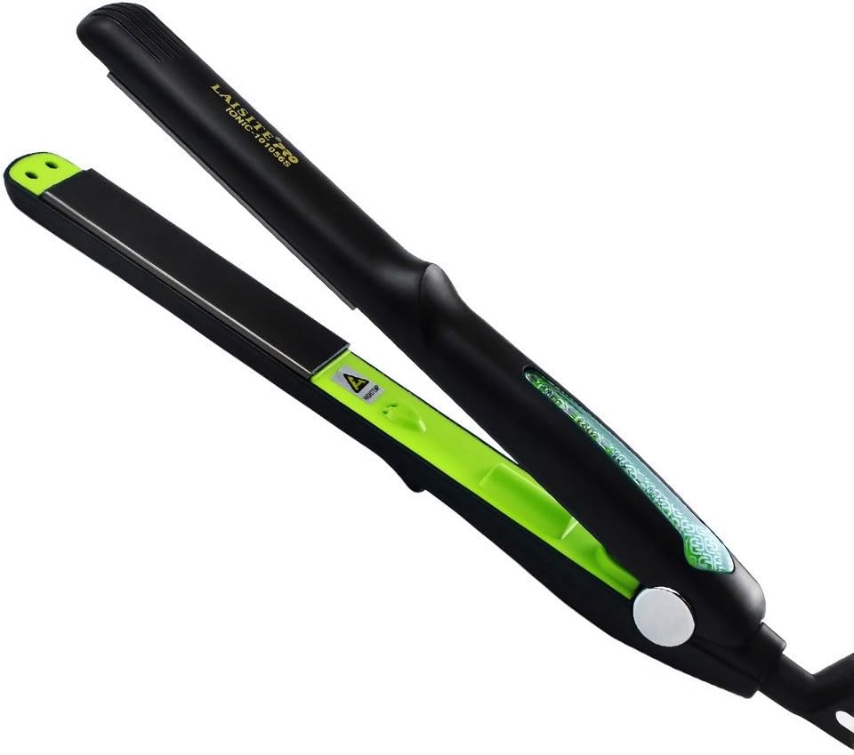 Professional Mini Hair Straightener Digital Anti Static Hair Straightener 160-220 C Temperature Control Negative Ion Protection Lightweight for Travel 1 Inch UK Safety Plug (Green)