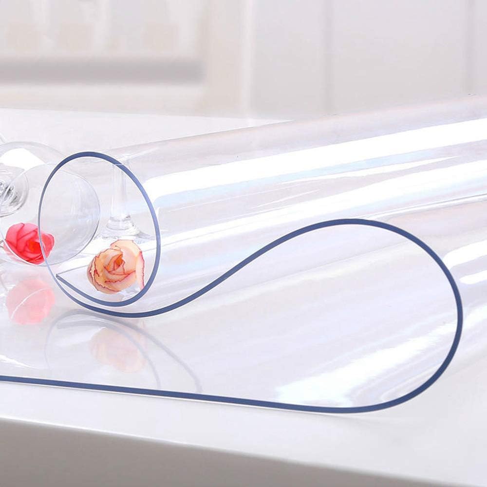 NECAUX Custom Multisize 1.5mm Thick Clear PVC Table Cover Protector - 16 x 16 Inch Waterproof Crystal Soft Plastic Square Tabletop Protective Pad for End Table/Night Stand/Side Table, 2pcs