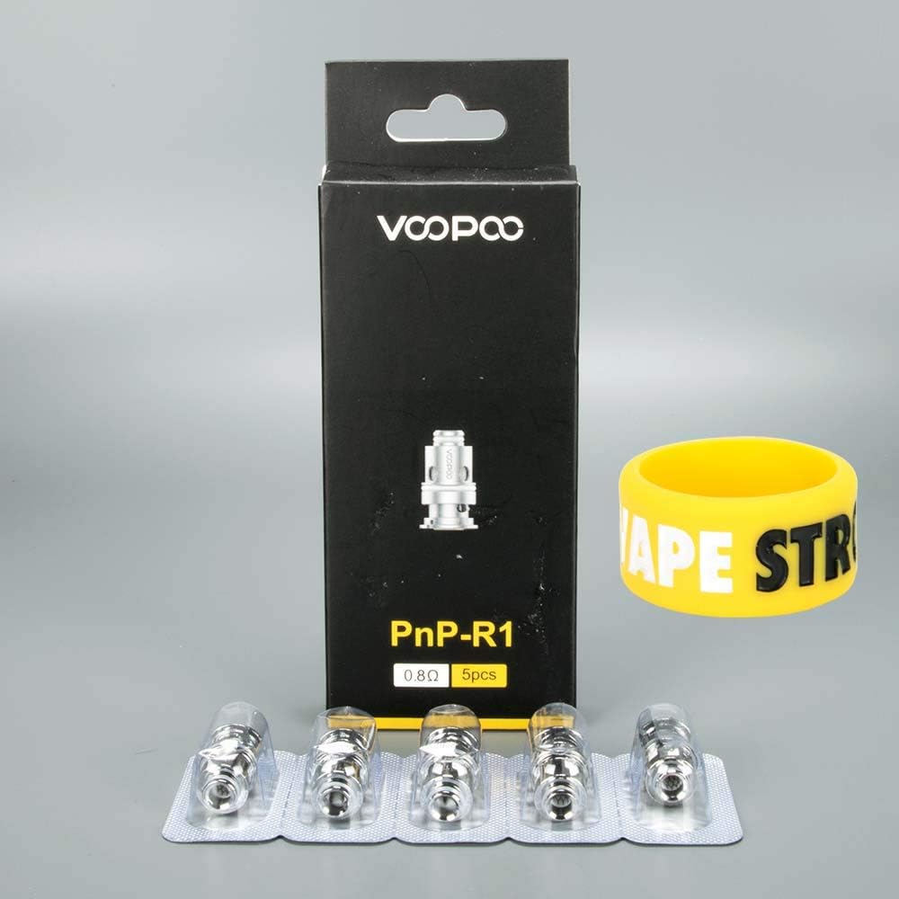 VOOPOO FIND S Trio Spare Pods/Replacement Coils - 4 Packs - Pod Cartridge & VAPESTRONG Vape Band Bundle (PnP-R1 (Regular Coils))