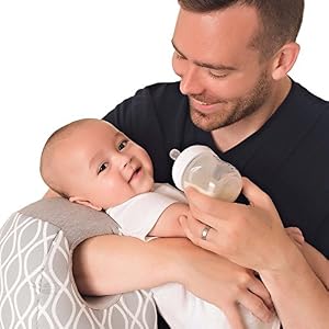 Image of Itzy Ritzy Infant Nursing Pillow - Milk Boss Breastfeeding and Bottle Feeding Pillow and Positioner - Rotates Around Arm to Offer a Custom Fit and Relieve Arm Strain, Platinum Helix