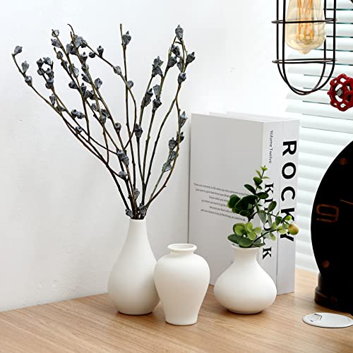 VIViTOP Ceramic Vase Set- 5 Small Vases iin Bulk, White Flower Vases for Modern Boho Room Decor, Unique Centerpiece Decorations Vintage Vases for Office Party Bookshelf Dinner Table.