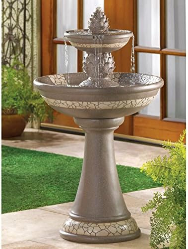 Outdoor Granite-look Two-tier Pineapple Fountain with Mosaic Accents