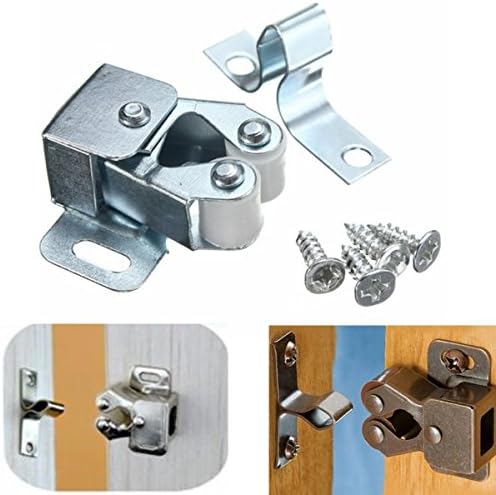 Silver Roller Catch Cupboard Cabinet Door Latch Twin Double Catches with Screws by Roller Catc