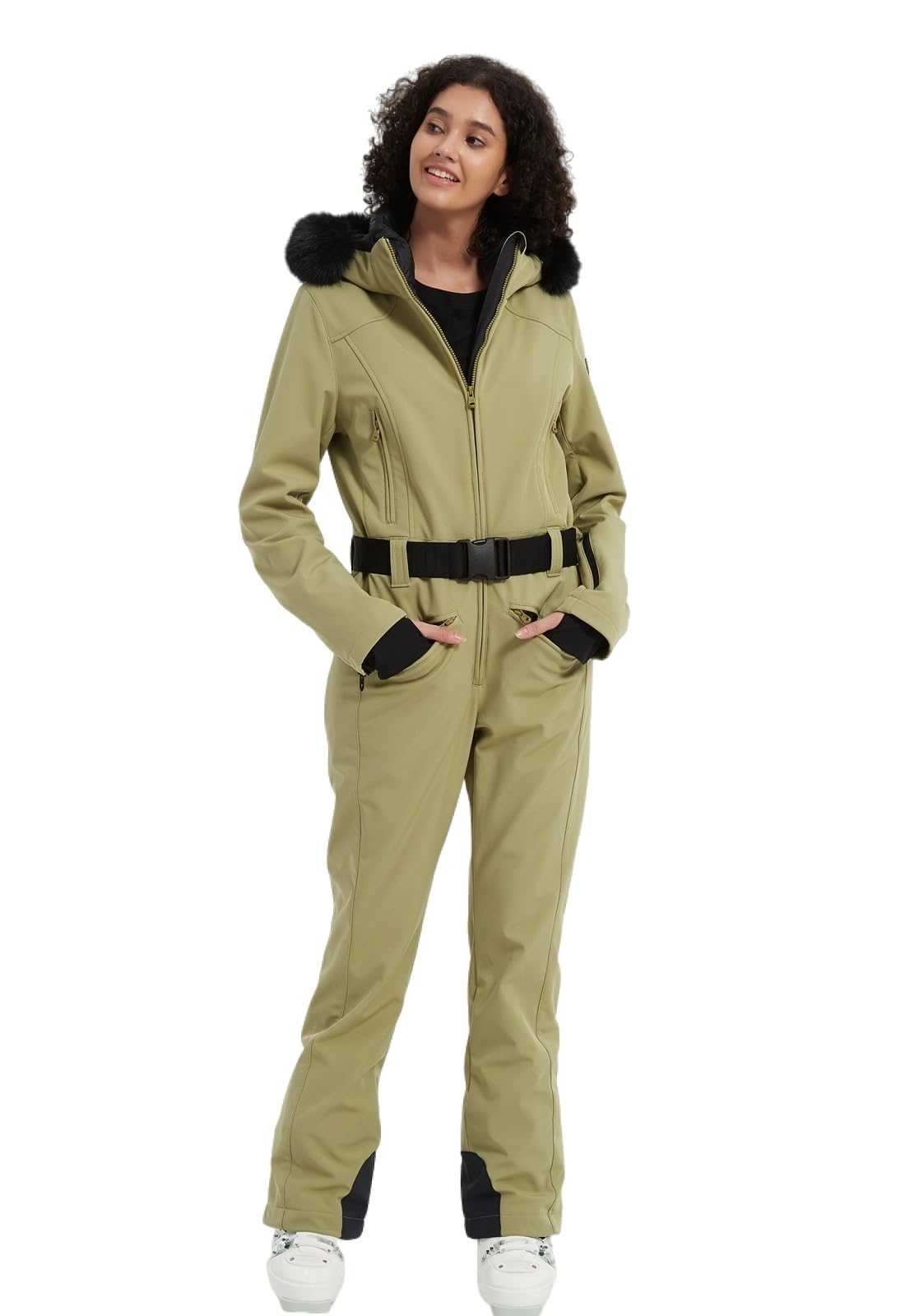 Photo 1 of BGX Women Ski Suit One Piece Snowsuit Snowboard Slim Fit Insulated Jumpsuit Waterproof Windproof Winter Sports Warm(L,Green)