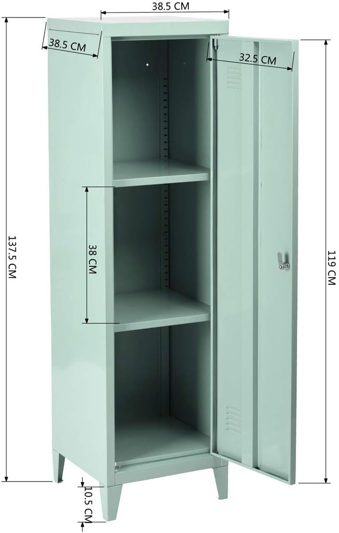 Sep Home Vestiaire Metallique Verrouillable Avec Deux Portes Cabinet Metal Haut Rangement Armoire Colonne 1 Porte Verouillable Etageres Vert Amazon Fr Cuisine Maison