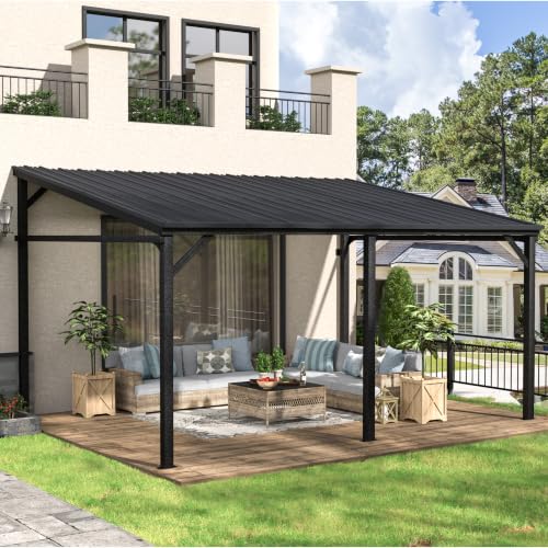 MUPATER 10x14 Wall Mounted Gazebo with Gutter, Heavy Duty Outdoor Lean-to Pergola for Patio & Backyard image 13