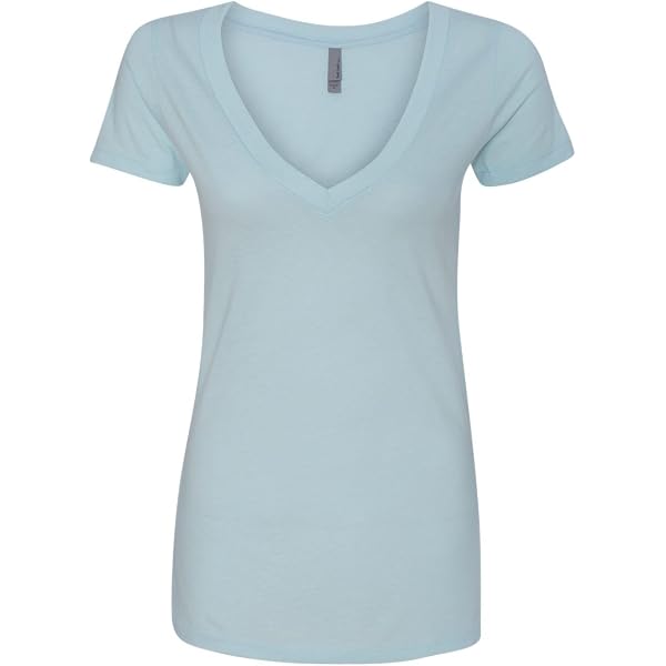 Next Level Ladies' CVC Deep V Neck T-Shirt - Lightweight Jersey Blend, White - View #2