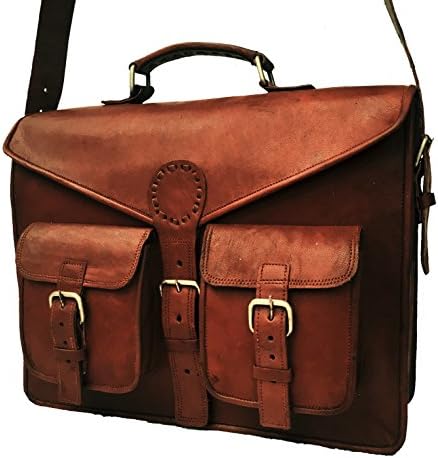 B &amp; H Genuine Leather Messenger Bag 15" Leather Laptop Bag Leather Satchel Briefcase Bag.
