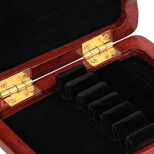 image for Yibuy Red Hand Carved Wooden Oboe Reed Case Hold for 6PCS Reeds Hold S