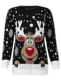 Forever Womens Rudolph Reindeer Print Snowflake Christmas Jumper
