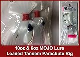 Blue Water Candy - Rock Fish Candy 10 oz & 6 oz Mojo Lure Loaded with 9-Inch Swimbait Shad Bodies Tandem Parachute Rigged & Ready (White)