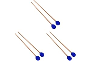 FAVOMOTO 3 Pairs Drum Sticks, Yarn Mallet Marimba Mallet Yarn Keyboard Marimba Mallets Drum Practice Pad Rubber Mallet Tongue Drum Sticks Medium Yarn Head Keyboard Glockenspiel Mallet for Drum Accessories