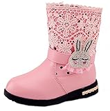 DADAWEN Girl's Cartoon Rabbit Leather Fur Boots (Toddler/Little Kid/Big Kid)