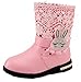 DADAWEN Girl's Cartoon Rabbit Leather Fur Boots (Toddler/Little Kid/Big Kid)