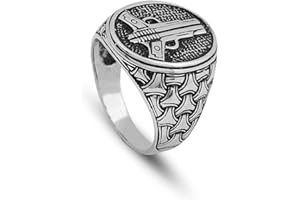 Jewellery Pit - Pistol Sterling Silver Men Signet Ring, Custom Signet Ring, Weapon Silver Men Jewelry, 925 Sterling Silver Ri