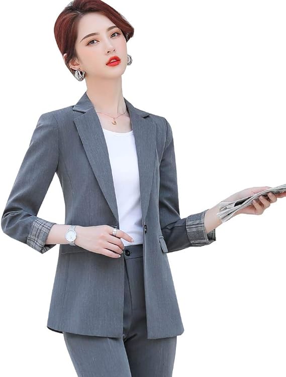 Amazon 長袖 スーツセット レデイース Ol事務所 春秋冬 ストライプ 面接求職 結婚服 チェック ビジネスフォーマルスーツセット キャスタ ーホテル 制服スーツ トレデイースビジネス服 グレー マスタード 黒 ブルー 緑 S Xxxxl 多型 スカートスーツ 通販